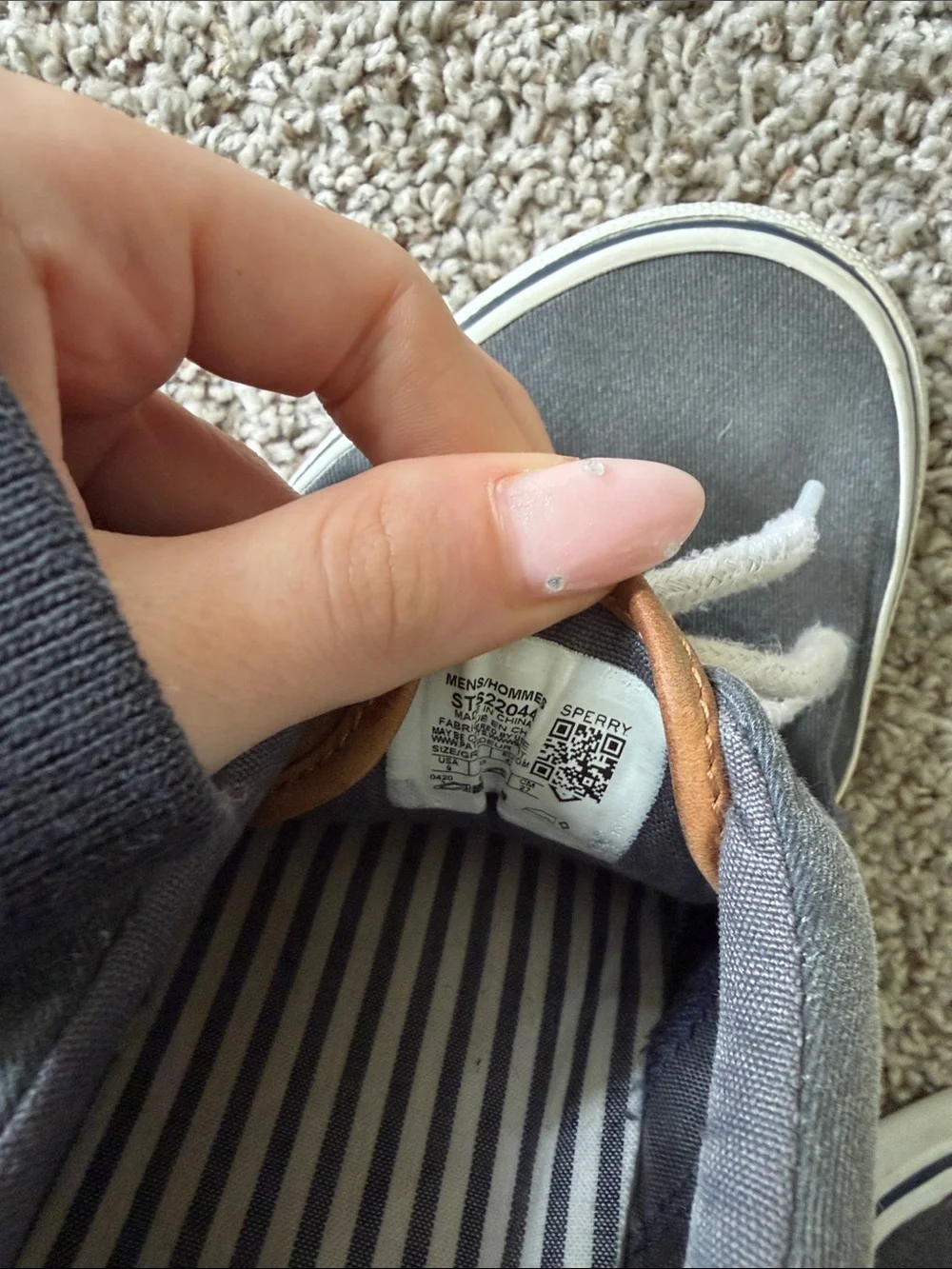 Sperry Men's Gray Canvas Boat Shoes with Tan Accents